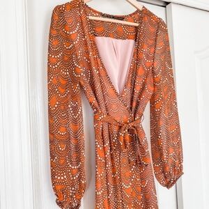 Zara Retro Orange Wrap Dress